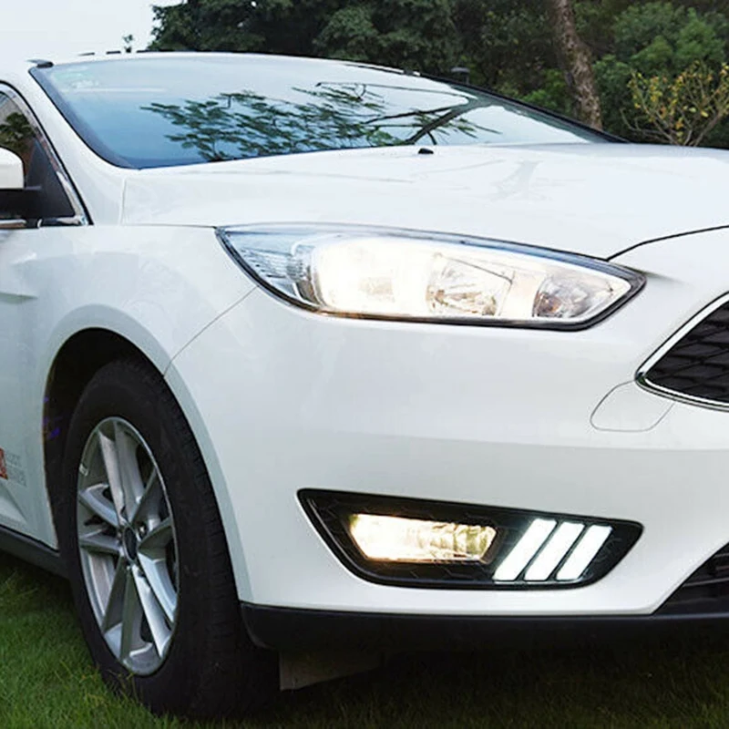 Для Ford Focus 3 автомобиль Drl дневные ходовые огни СВЕТОДИОДНЫЕ ПОВОРОТНЫЕ сигнальные Противотуманные фары на автомобиль более яркость водонепроницаемый