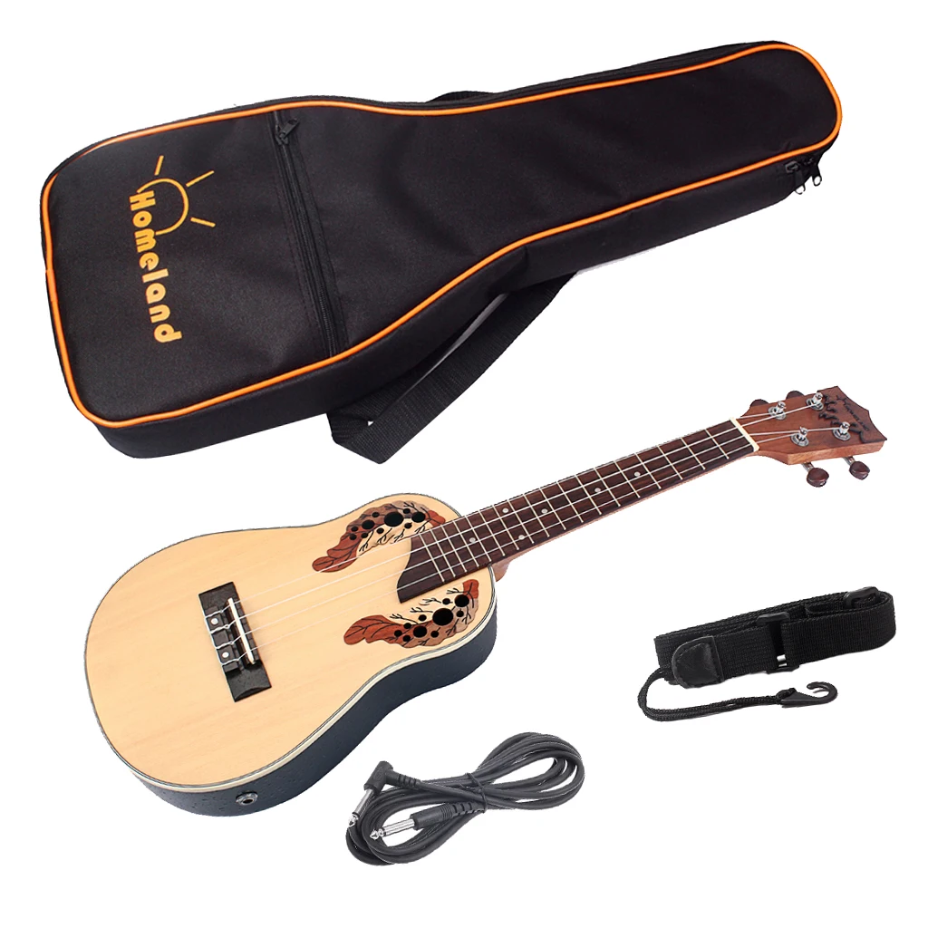 Концертный Ukelele 4 струнная Гавайская гитара с сумкой ремешок аудио кабель набор