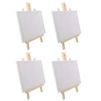 

4-Piece Easel Set, 30 x 24 cm Canvas Painting and 40 x 24cm Wooden Easel, Desktop Display Painting Set