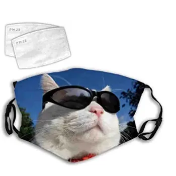 

Cat Print Masks 1PC Windproof Foggy Haze Mask With Mask Gasket Face Mask Gasket Dustproof Reusable Face Masks mascarillas