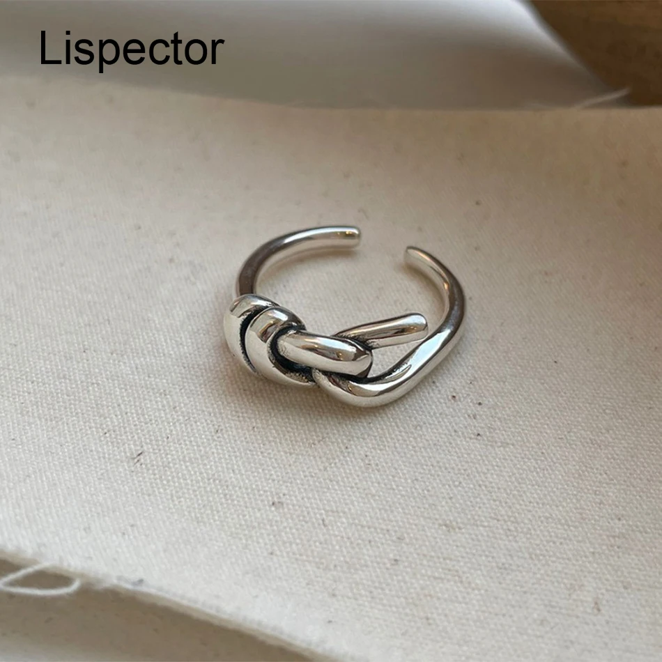 

Lispector 925 Sterling Silver Retro Knotted Rings for Men Women Hip Hop Vintage Open Party Ring Rock Punk Unisex Jewelry Gifts