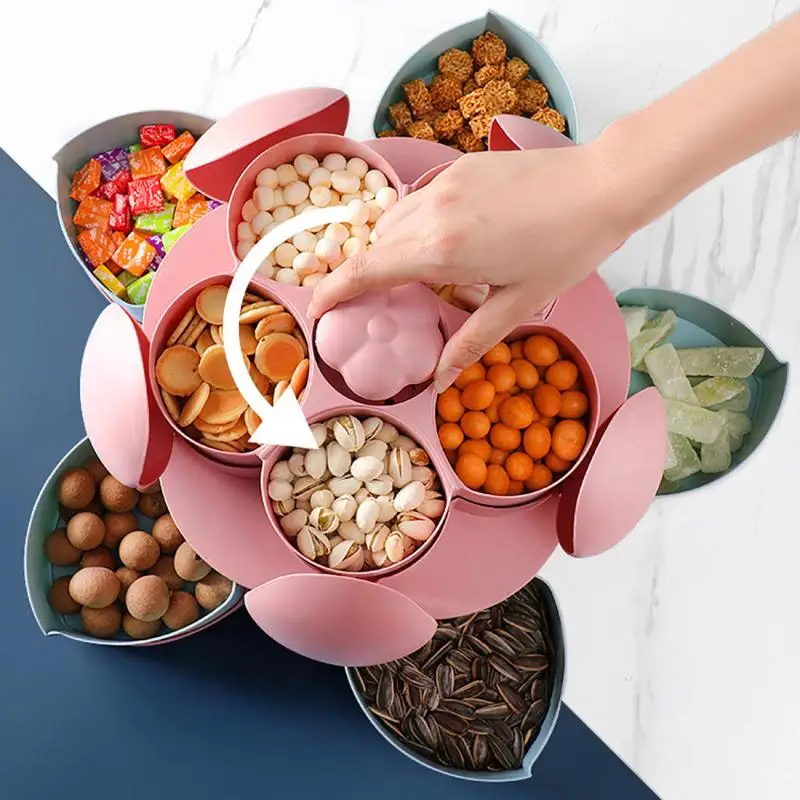 Bloom Snack Box,Double Layer Petal-Shaped Candy Food Storage Tray 10  Variety Mixed Snack Platter,Nut Dried Fruit Candy Plate Organizer Partition  Box (Pink) : : Industrial & Scientific