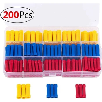

200 Pcs 10-22AWG Butt Splice Crimp Connectors Assorted, Insulated Electrical Straight Wire Terminal Connectors