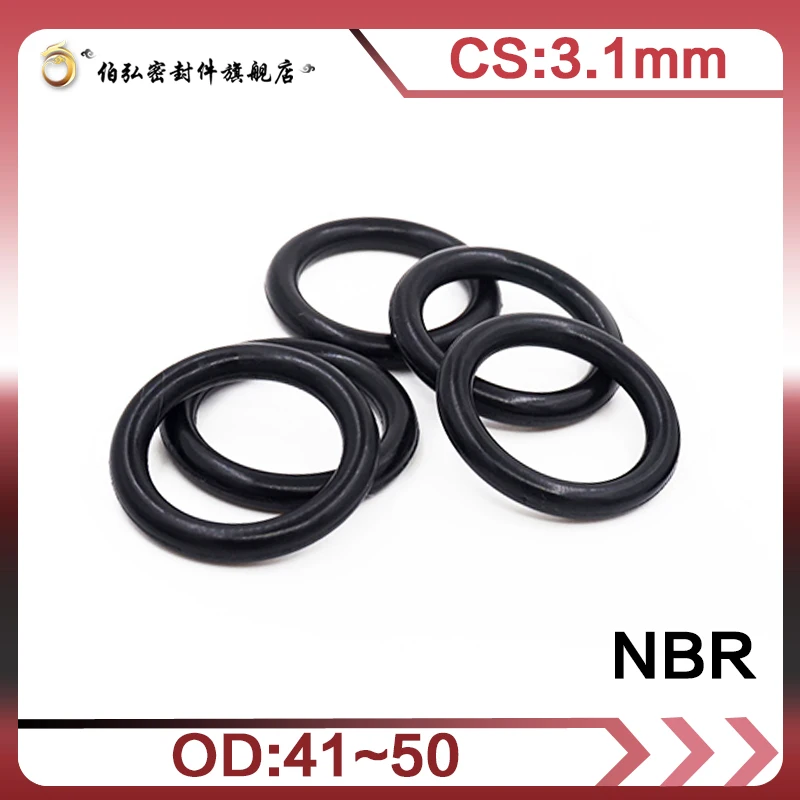 

Nitrile Rubber O-Ring 20PCS/lot NBR Sealing CS 3.1mm OD41/42/43/44/45/46/47/48/50mm O-Ring Seal Gasket Ring