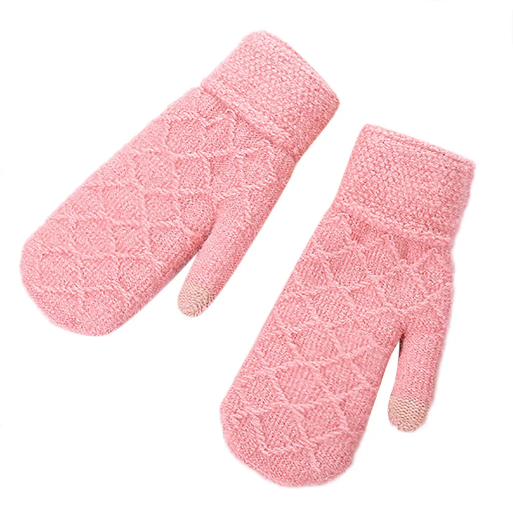 Модные женские мужские многофункциональные перчатки дл пар для верховой езды зимние перчатки мягкие теплые варежки женски rekawiczki damskie - Цвет: pink