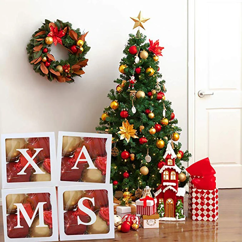 Merry Christmas Transparent Box Ornaments Christmas Decor For Home Cristmas Tree Toy Navidad New Year Gifts Noel Natal Deco