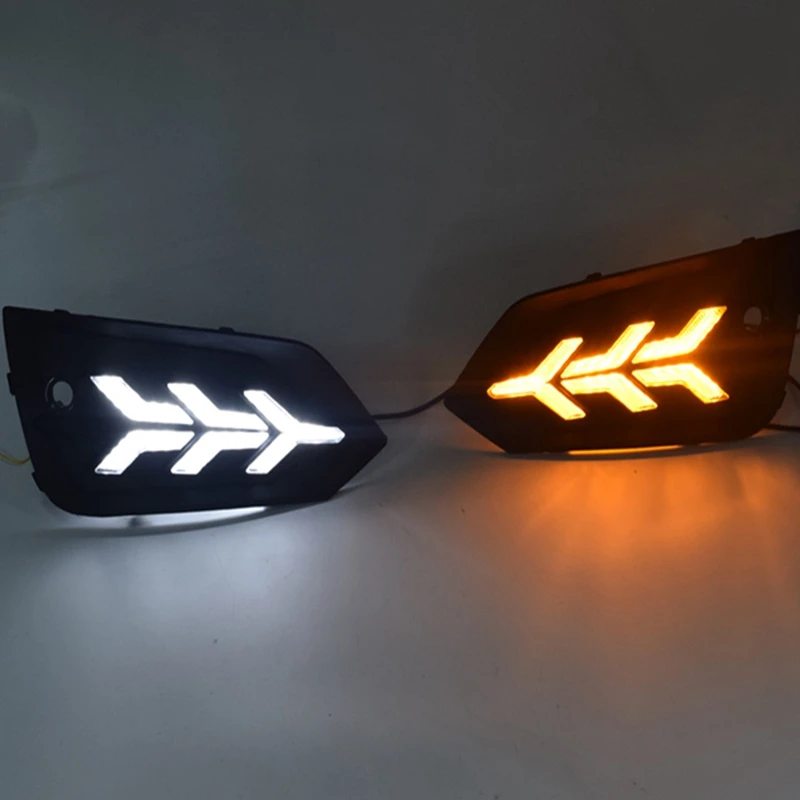Автомобильный дневной ходовой светильник DRL светодиодный противотуманный фонарь с желтым поворотным сигналом для Volvo XC60