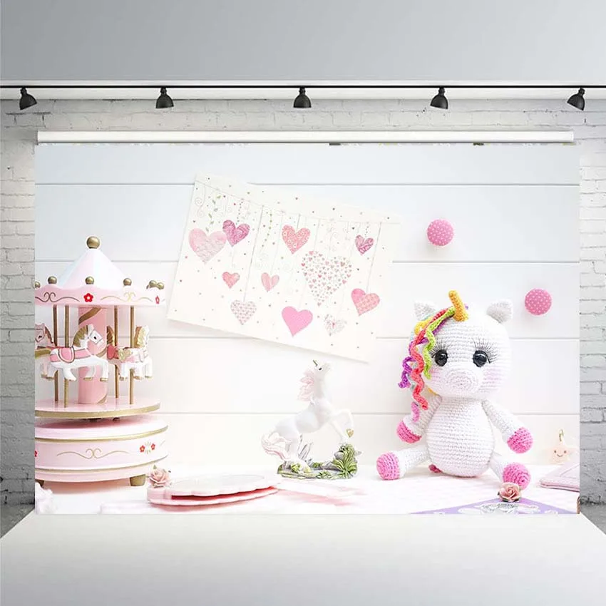 

Background PhotographyGirl 1st Birthday Party Carousel Cake Teddy Bear Studio Custom Photo Background Background Photography