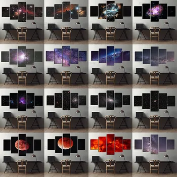

Bright Galaxy Poster Nebula Space Universe Clouds Canvas Painting 5 Pieces Modular Picture Print Starry Sky Wall Art Home Decor