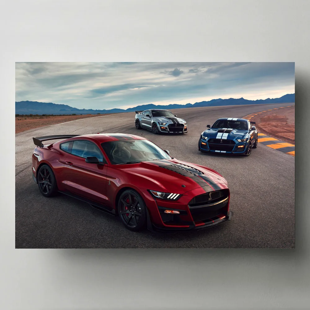 Современная Настенная Картина на холсте Supercar Fords Mustang Shelby GT500 картина с красным