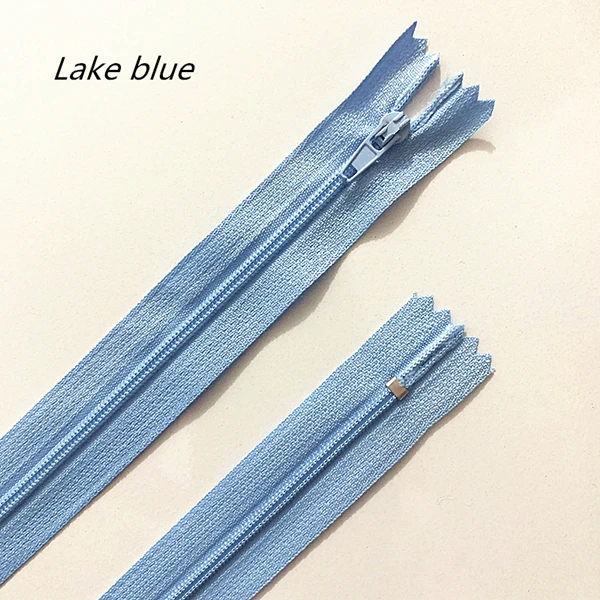 10pcs 10-60cm (4inch-24 Inch) Nylon Coil Zippers Tailor Sewer Craft Crafter's  (20 colors) Lake blue