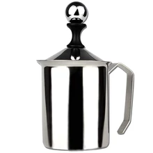 Ручной пенообразователь крем капучино латте пена кувшин ручка, крышка, двухслойный фильтр, нержавеющая сталь, 17 унций Емкость(500 мл