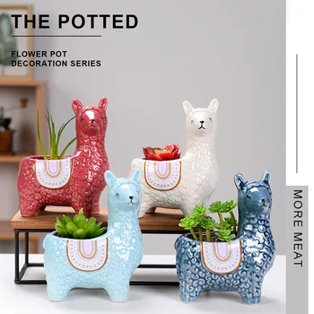 

Succulent Planter Alpaca Pottery Cute Mini Plant Pot Alpaca Wall Planter Cute Potted Pottery Bonsai Alpaca Home Cute