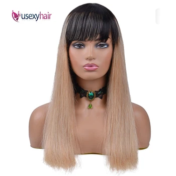 

Straight Human Hair Bob Wigs With Natural Bangs Pixie Cut Wigs For Women 150% Density Brazilian Remy Ombre Color Wig Human Hair