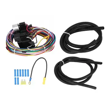

Universal Car 12 Circuit Wiring Harness Kit Accessory Vehicle Wires Muscle Car Hot Rod XL Wires New