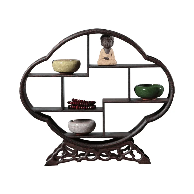 

Bonjour frame of Begonia type Purple sand pot tea is a favorite frame Chicken wing wooden duobaoge Wooden ornaments
