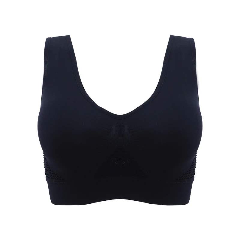 3XL Black 1 шт., дышащие спортивные бюстгальтеры для женщин, открытый спортивный бюстгальтер с подкладкой, топ, S-XXL, XXXL размера плюс, спортивные топы для спортзала, бега, фитнеса, йоги - Цвет: 3XL Black