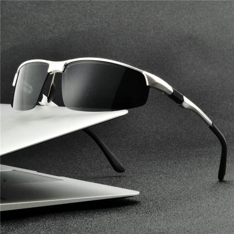 Классические прямоугольные мужские очки с квадратной оправой модные алюминиевые магниевые наружные мужские вождения поляризационные очки FML - Цвет линз: silver gray
