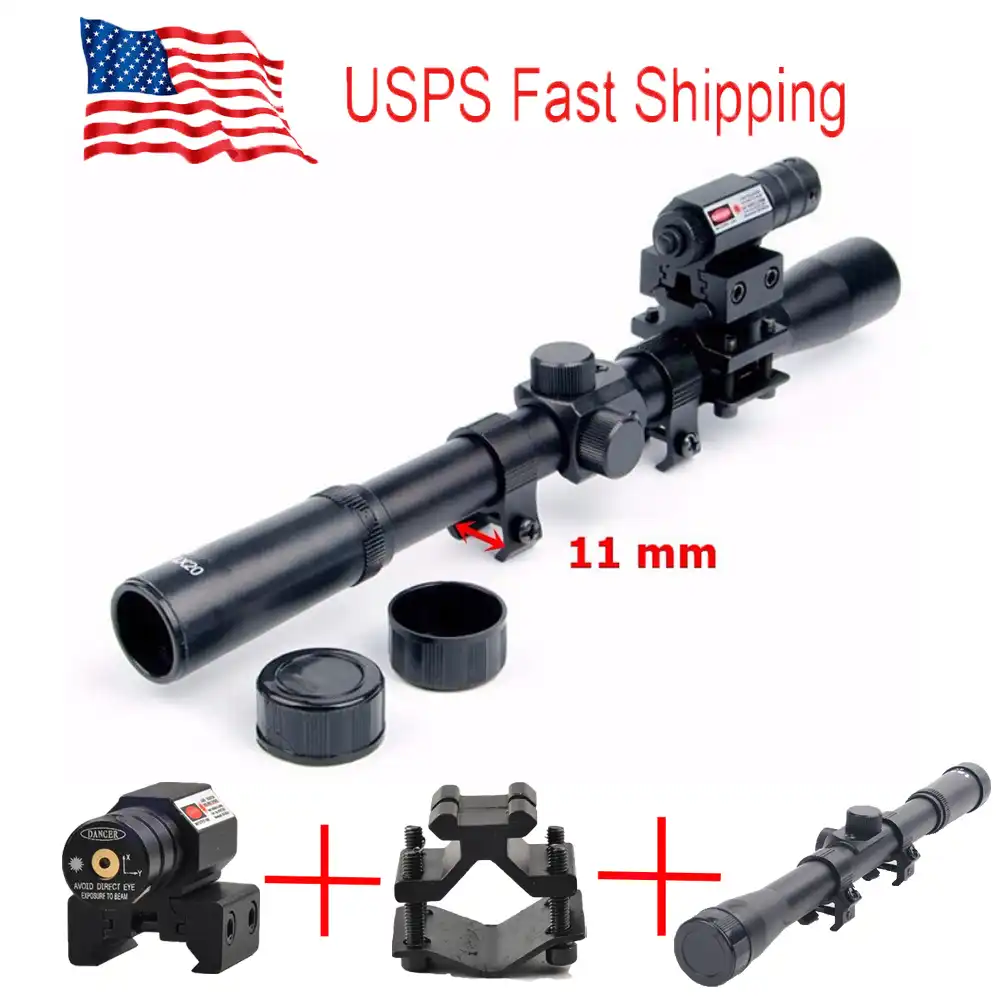 mini Red Laser Sight Universal Mount Hunting US 4x20 AirSoft Gun Rifle Scope