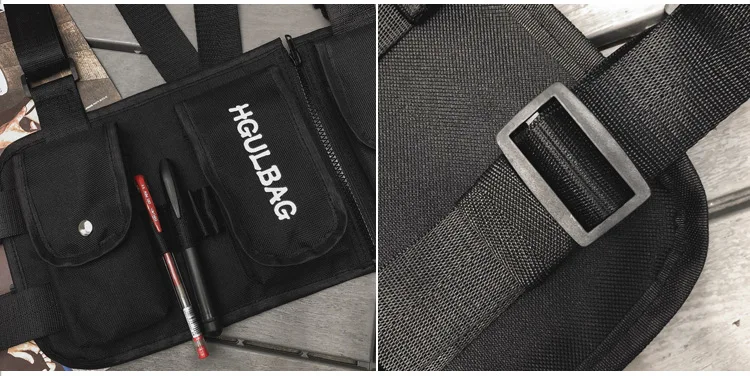 Горячая мода Грудь Rig черная сумка-пояс многокарманный хип хоп Уличная функциональная Военная уличный Спортивный Тактический нагрудный мешок