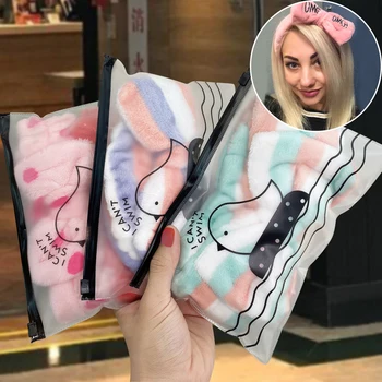 

Rabbit Ears Bow Cute Elastic Headbands Wash Face at Home Hair Band Make up Tool Women Hair Accessories