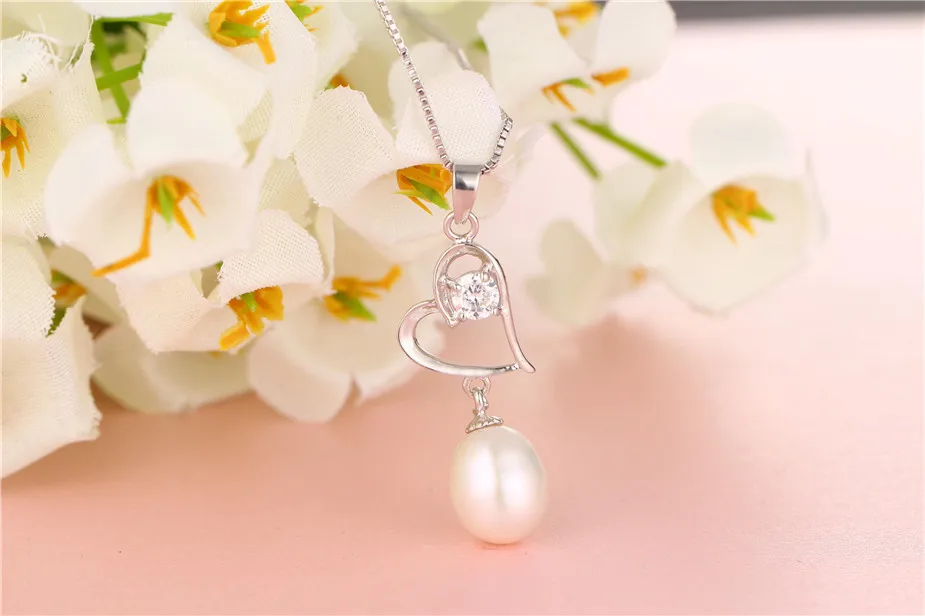 Dainashi 925 пробы Серебряное ожерелье с подвеской в виде сердца из циркона для женщин Распродажа ожерелье из натурального пресноводного овального жемчуга