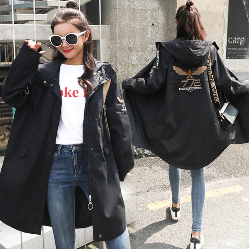 

Large Size Dress New Style Fat Mm Casual Loose-Fit Trench Coat Coat Autumn And Winter Mid-length Tops 200