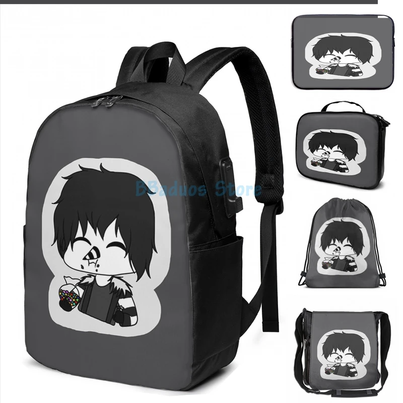Mochila estampado gráfico divertido para hombre y mujer, morral escolar con estampado de creepypasta, Gato de risa, carga USB, bolso de viaje para - AliExpress