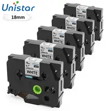 Unistar 5 шт. TZe241 18 мм черный на белом TZe-241 лента для принтера, совместимая с принтером Brother P-touch TZe 241