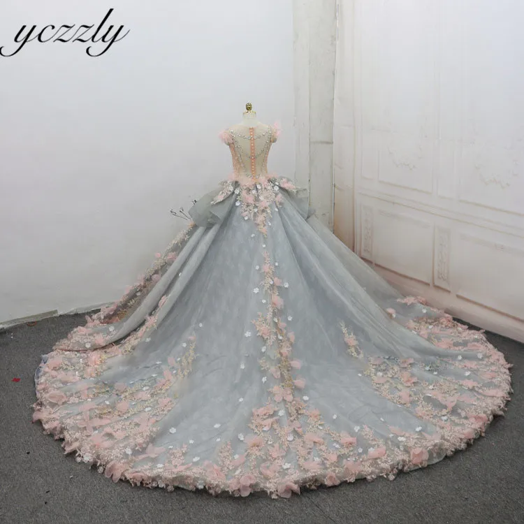 Роскошное бальное платье Дубай принцесса свадебные платья длинные Стразы Кружева Цветы свадебное платье с рукавами Gelinlik RW285