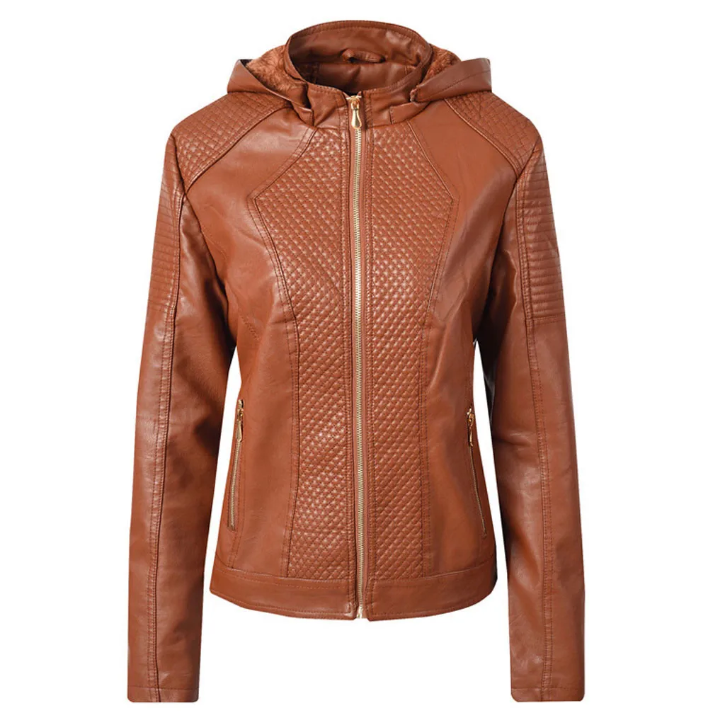 Brown 30# Вместительная женская Повседневная Толстовка с капюшоном, тонкая куртка на молнии с длинным рукавом и карманом, теплое пальто - Цвет: Brown