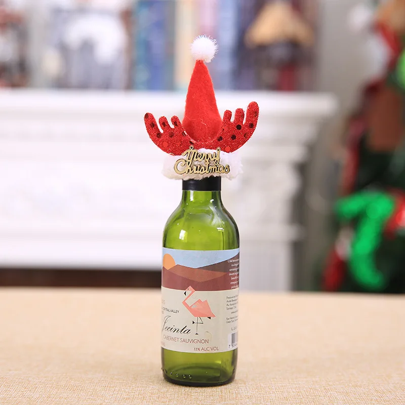 Рождественская бутылка вина свитер праздник шампанское крышка бутылки для вечерние обеденные украшения бутылки домашние Декорации для вечеринок - Цвет: C