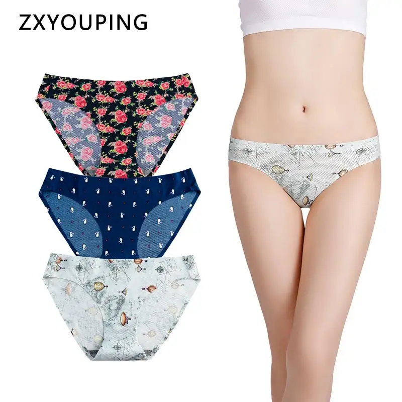 

New 18 Colors Print Sexy Panties XS-L EU Plus Size Women Briefs Seamless Underwear Low Rise Lingerie Ultra Thin Viscose Panty