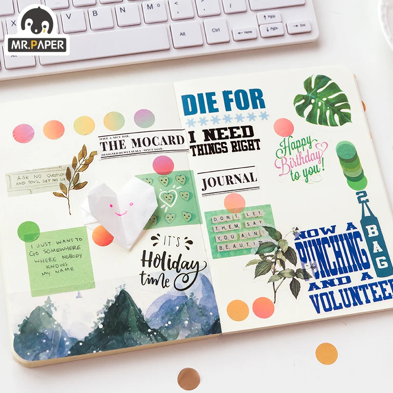 Mr.Paper 14*14mm Hard Candy Dot Color Washi Journaling Writing Memory Washi Tape Deco Gift Label Ins Masking Tapes Easy to Tear