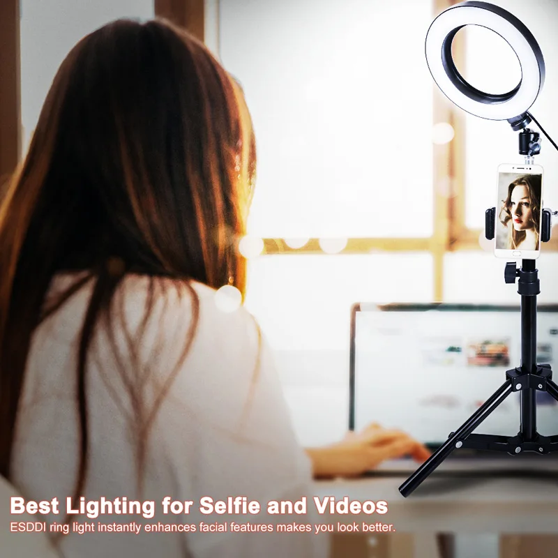 LED Ring Light Selfie Phone Holder Stick Lamp 74 Leds Novelty Lighting Photo Fill Light Toning Brightness Adjustable Tripod