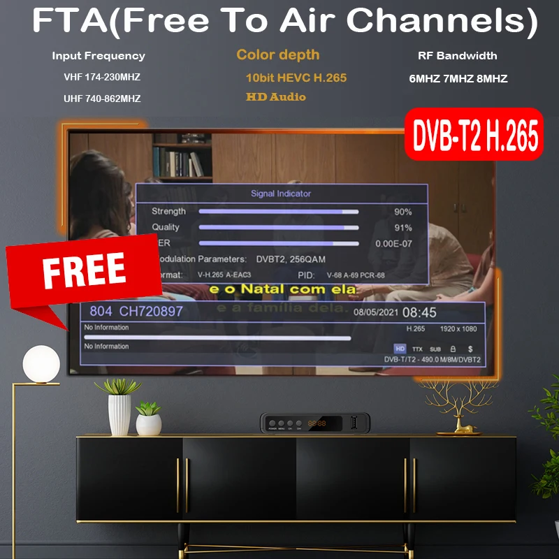 Koqit Livre Tuner Dvbc H.265 Hevc Principal 10 2in1 Remoto Dvbt2 Decodificador Digital Europa Dvb-t2 Meecast tv Vara Conjunto-caixa Superior T10 Dvb t2 - Image 6