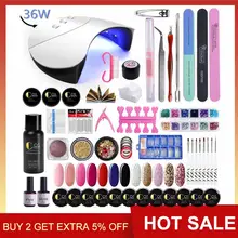 Набор для маникюра COSCELIA, 36 Вт, УФ-светодиодный светильник, сушилка с 12 цветами, УФ-Гель-лак, набор, впитывающий гель, набор для лаков, инструменты для дизайна ногтей