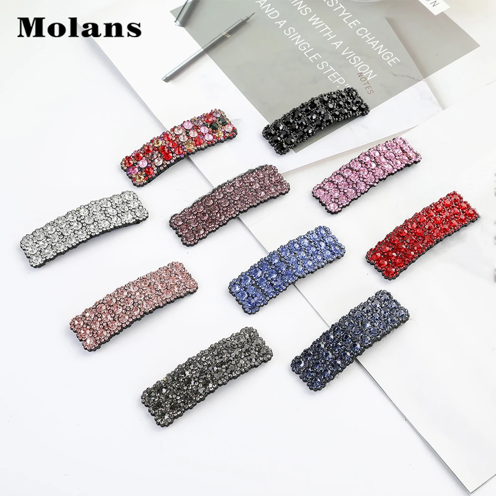 

Molans Fashion Diamond Hair Clip For Women Rectangular Tip Opening Hairpin Color Colorful Dazzling New Hair Accessories