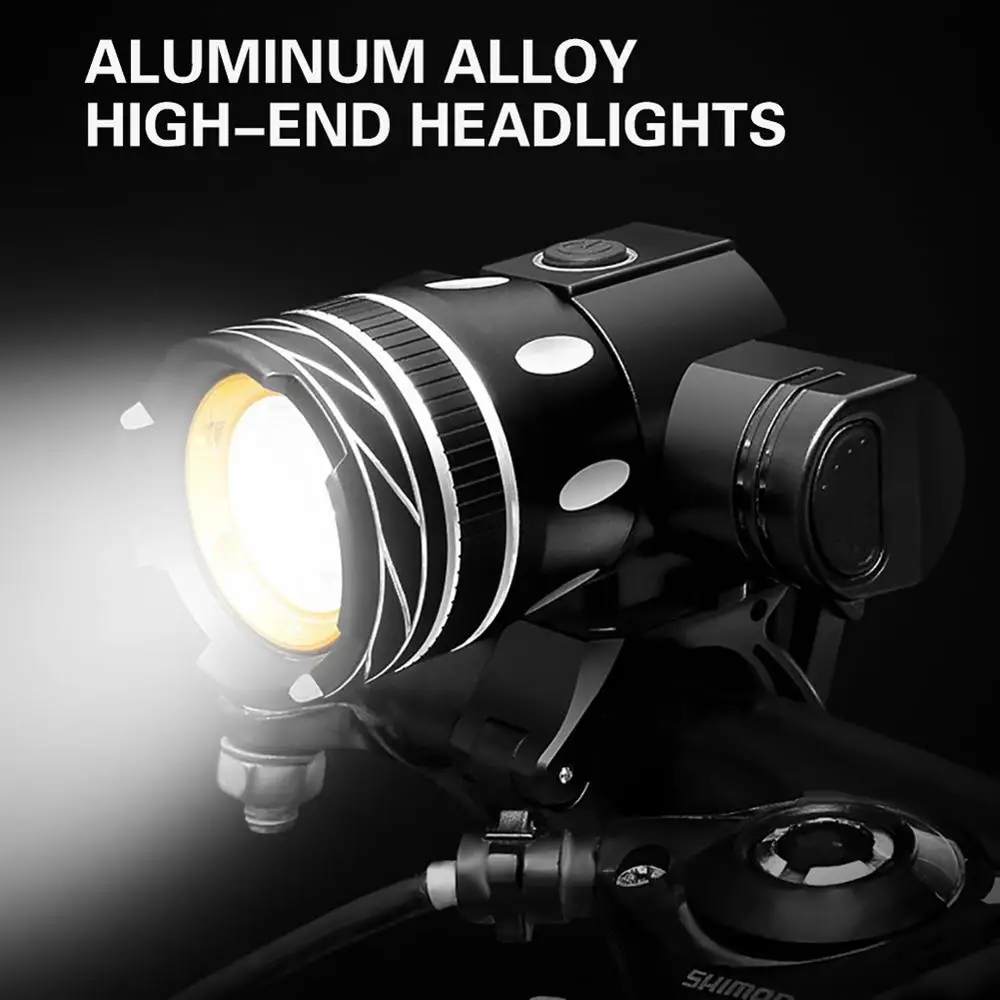

Bicycle USB Rechargeable Headlights T6 High Brightness IPX6 Waterproof Warning Light for Bikes stand by CSV