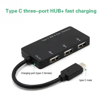

USB 2.0 HUB Type C Hub 480Mbps With Fast Charging 3 Ports Portable Multi Port Adapter ABS OTG Function Just Plug And Play