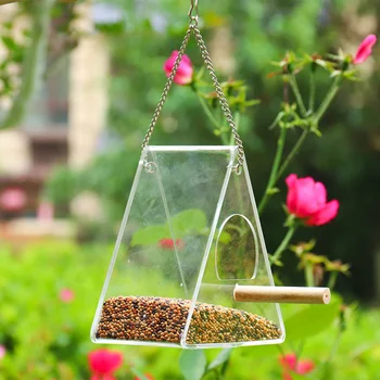 

Modern Hanging Up Leakproof House Semi Closed Waterproof Acrylic Window Suction Cup Bird Feeder Decoration Outdoor Transparent