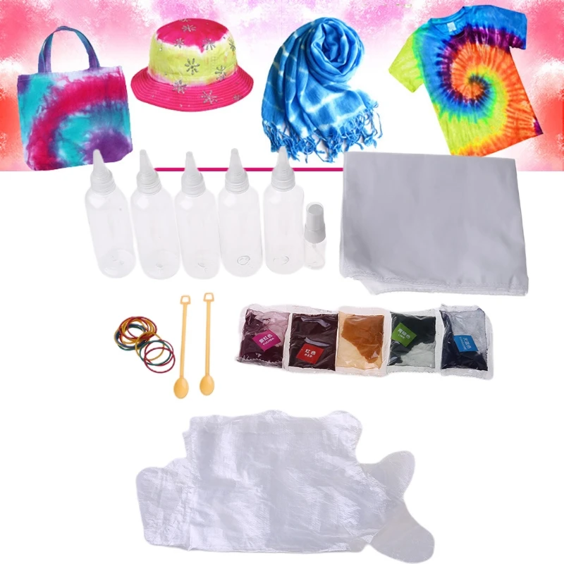 

Tie Dye DIY Kit DIY Clothing Graffiti Dye Rainbow Color DIY Craft Tools Safe and Non-Toxic