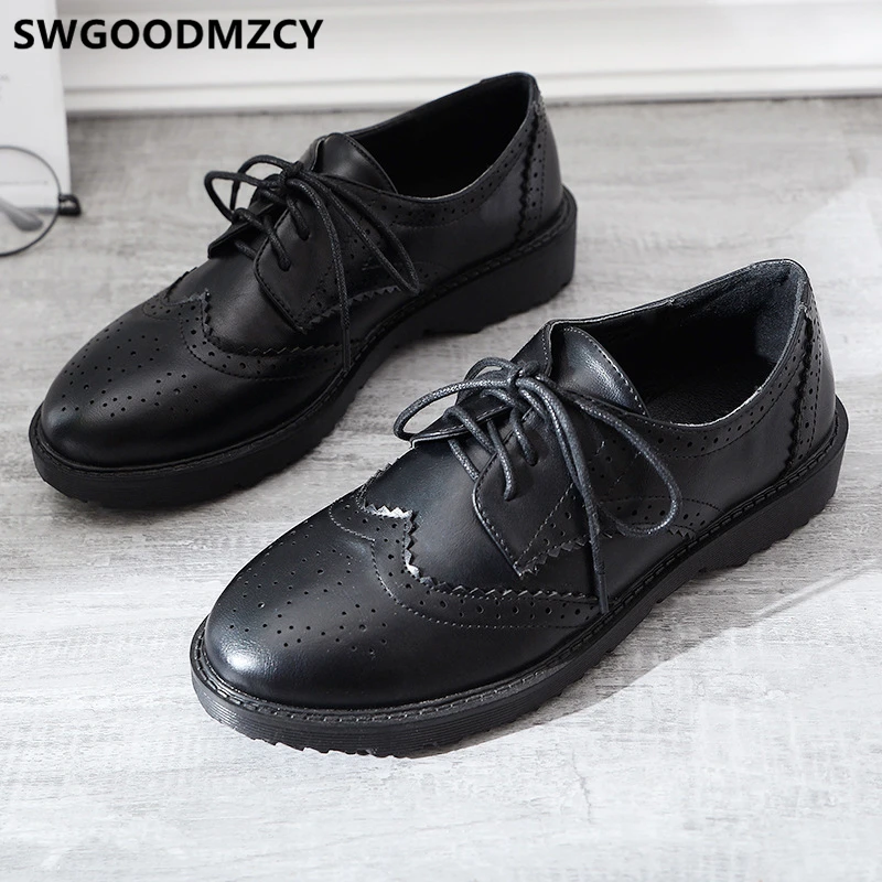 black heeled brogues womens