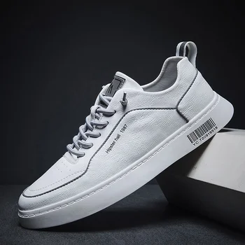 

Leather shoes men fashion Designer Vintage Sneakers Men British Style Casual Flat Shoes Lace Up wild casual tide shoes men