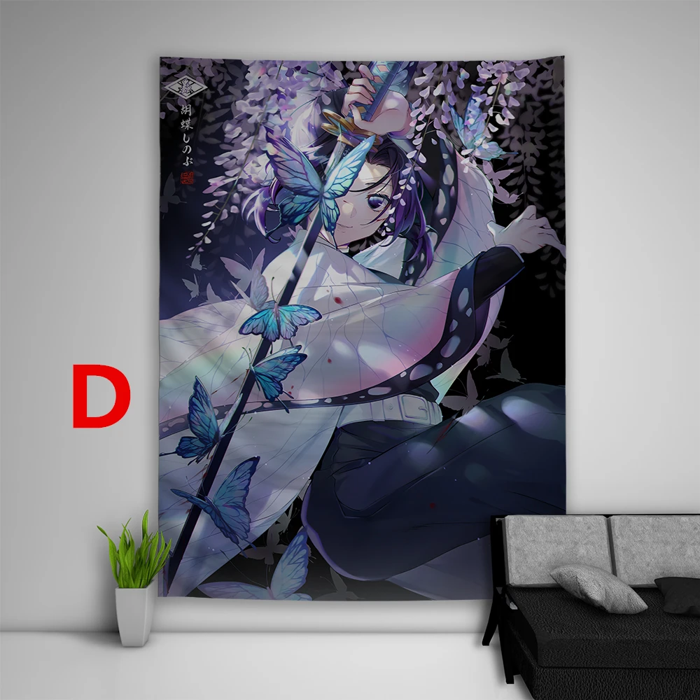 Demon Slayer Kimetsu no Yaiba Kochou Shinobu гобелен искусство настенные чехлы для диванов, стола, кровати, домашний декор, подарок для общежития - Цвет: D