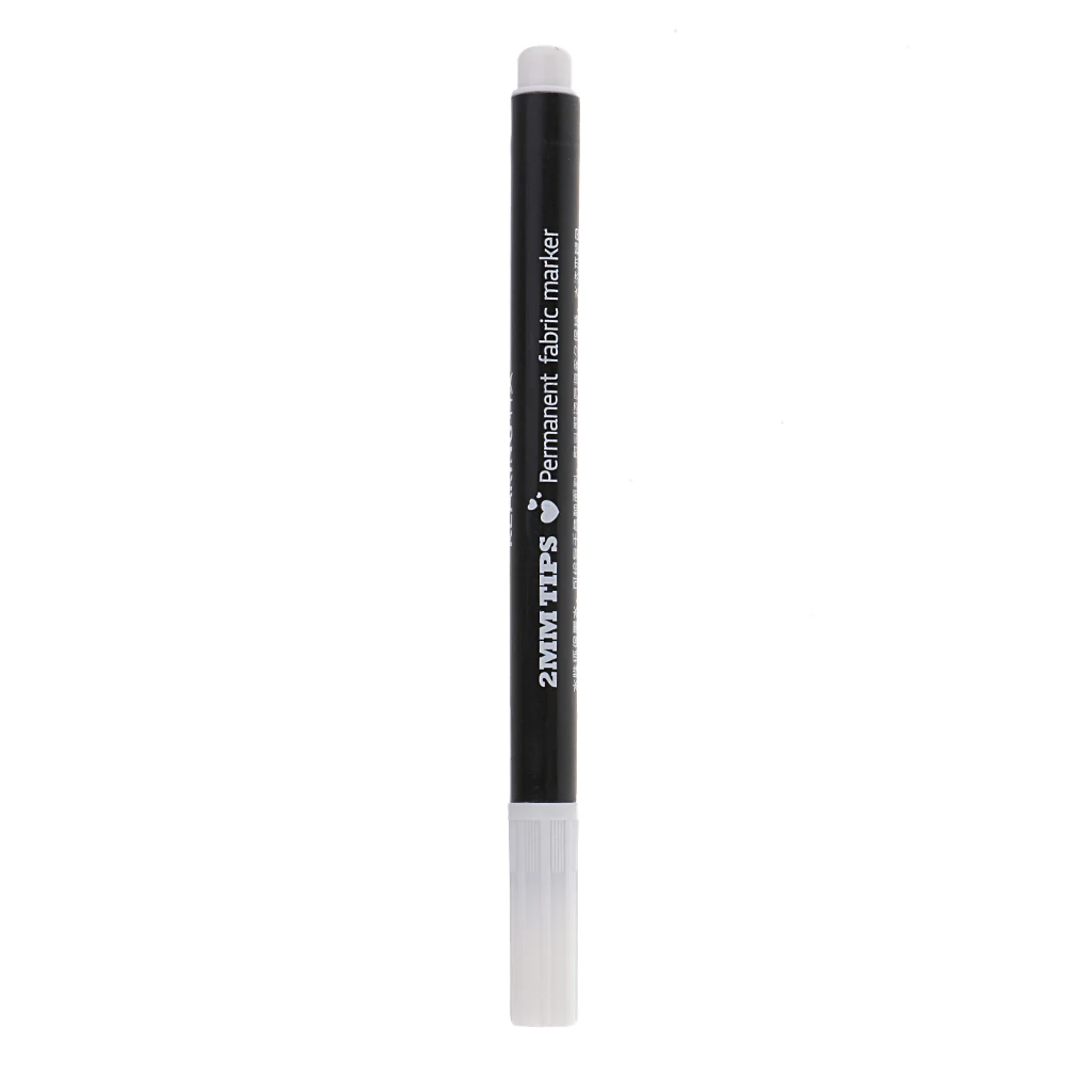 2 Pieces 2mm Permanent Fabric T-Shirt Liner Marker Pens Textile Paint Cloth Painting Supplies Black White