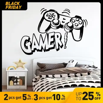 

Carved Gamer Vinyl Wall Sticker game room For Kids Room Decoration Wall Murals boys bedroom Decor gaming poster wallpaper