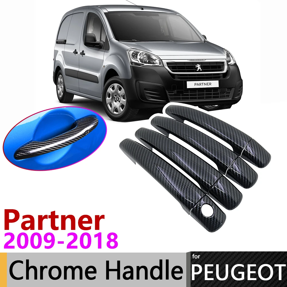 Черное углеродное волокно внешняя дверная ручка Крышка для peugeot Partner 2009 ~ 2018 2010 2011