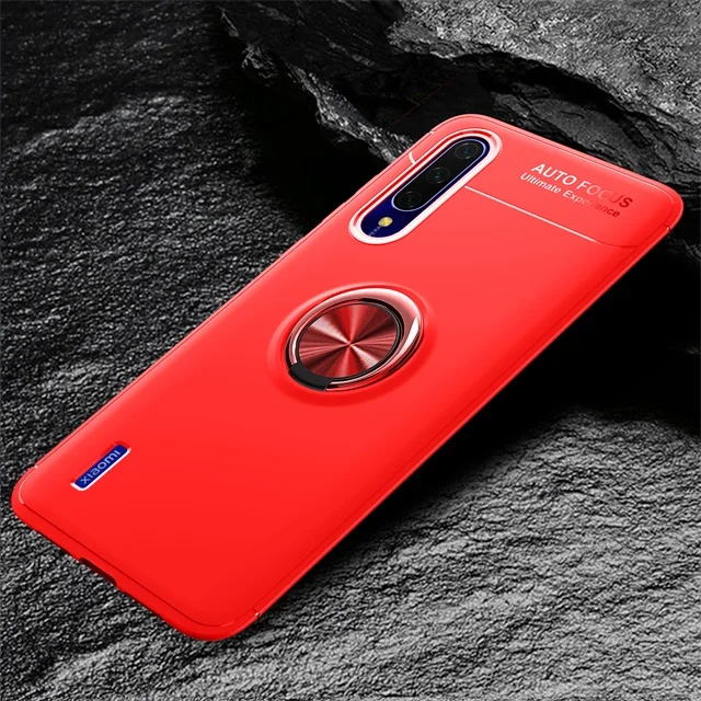 Xiaomi mi A3 Lite чехол, чехлы на магнитное кольцо, роскошный держатель кожуха, мягкий матовый Силиконовый чехол для телефона, чехол для Xiao mi A3 - Цвет: red
