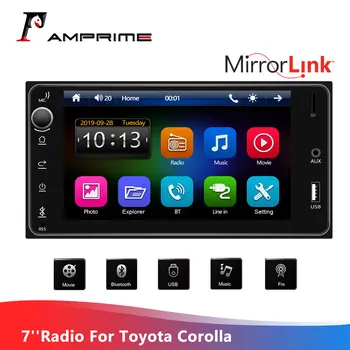

AMPrime 7'' Universal Toyota Corolla Car Radio Touch Screen Car MP5 Audio Player Bluetooth Android/Iphone Mirror Link FM Radio